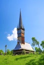 The wooden Church of the Archangels Michael and Gabriel in Surdesti village, Maramures county, Romania. Royalty Free Stock Photo