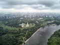 Church of the Ascension in Kolomenskoye park in autumn season aerial view , Moscow, Russia Royalty Free Stock Photo