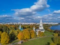 Church of Ascension in Kolomenskoe - Moscow Russia - aerial view Royalty Free Stock Photo