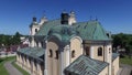 Church of the Assumption of the Blessed Virgin Mary in Opole Lubelskie, 06.2016, Poland, aerial view