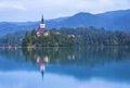 Church of the Assumption on the island of Bled lake, Slovenia Royalty Free Stock Photo