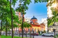 The Church of Athanasius and Cyril in Bolshoy Afanasyevsky Lane on a sunny summer evening. Moscow Historical District Arbat -