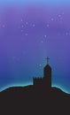 Church Aurora Night Sky Scene Abstract Background