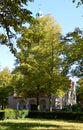 Church in Autumn in the Old Town of the Neighborhood Tegel in Berlin Royalty Free Stock Photo