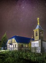 The Church on the background of the starry sky. Royalty Free Stock Photo