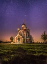 The Church on the background of the starry sky.