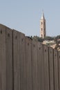 Church behind Israeli separation wall Royalty Free Stock Photo