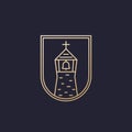 church with a belfry, line logo design