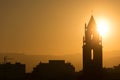 Church of Saint Peter at Golden hour in the city of Reus. Sunset time.