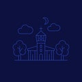 Church with belfry vector art, linear style