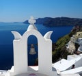 Church Bell In Fira Greece Overlooking The Sea