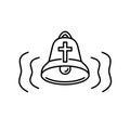 Church bell icon with audio wave curvy lines