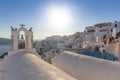 Church bell in oia, Santorini. Sunset. Greece. Royalty Free Stock Photo