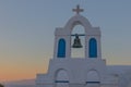 Church bell in oia, Santorini. Sunset. Greece. Royalty Free Stock Photo