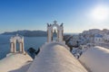 Church bell in oia, Santorini. Sunset. Greece. Royalty Free Stock Photo