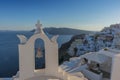 Church bell in oia, Santorini. Sunset. Greece. Royalty Free Stock Photo