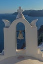 Church bell in oia, Santorini. Sunset. Greece. Royalty Free Stock Photo