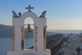 Church bell in oia, Santorini. Sunset. Greece. Royalty Free Stock Photo