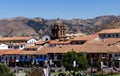 Church Bell Tower Cusco Peru Surrounded By Red Tile Roofs