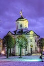 Church and bell tower of Homestead in Kuskovo hfrk Moscow in winter Royalty Free Stock Photo