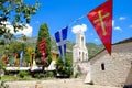 Church bell tower on the island of Ioannina, lake Ioannina, Epirus region Greece Royalty Free Stock Photo