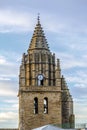 Church bell tower Late 16th century late Gothic building of San Esteban built in the village of Loarre Aragon Huesca Spain Royalty Free Stock Photo