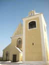 Church and bell tower in old town Benesov