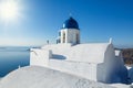 Church with a bell tower over the sea Royalty Free Stock Photo