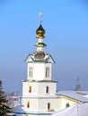 Church bell tower and pigeons Royalty Free Stock Photo