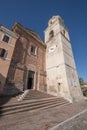 Church with bell tower of San Nicola di Bari in Sirolo, Italy Royalty Free Stock Photo