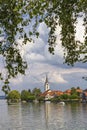 Church in Berlingen and lake Constance, Thurgau, Switzerland