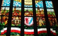 The stained glass window of St. Mary\'s Church, Stargard Szczecin Poland Royalty Free Stock Photo