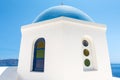 Church With Blue Cupola in Santorini, Greece Royalty Free Stock Photo