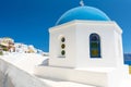 Church With Blue Cupola in Santorini, Greece Royalty Free Stock Photo