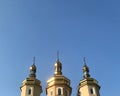 Church on blue sky background.Christian landscape. Royalty Free Stock Photo