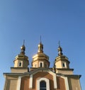 Church on blue sky background.Christian landscape. Royalty Free Stock Photo