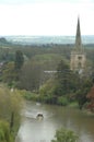 Church and boat in river at stratford upon avon, england, united kingdom