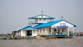 church on the water in the floating village in tonle sap lake, in Cambodia