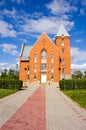 Church and brick walkway Royalty Free Stock Photo