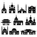 Church building black icons set