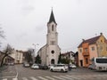 Church building dedicated to Saint Roch against overcast sky