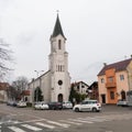 Church building dedicated to Saint Roch against overcast sky