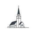 Church building icon. Church in continuous line art drawing style. Abstract church building. Minimalist black linear Royalty Free Stock Photo