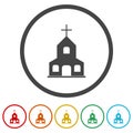 Church building icon. Set icons in color circle buttons Royalty Free Stock Photo