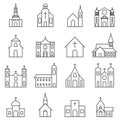 Church building icon vector set Royalty Free Stock Photo