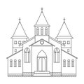 Church building. Line art style. Royalty Free Stock Photo