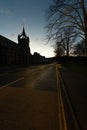 Church building silhoette at dusk