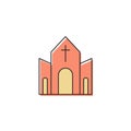 Church building vector icon symbol Christian isolated on white background Royalty Free Stock Photo