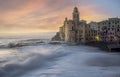 Church at Camogli, Liguria, Italy at sunset Royalty Free Stock Photo