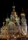 The church by the canal. White nights, Saint-Petersburg, Russia. Night view of Griboyedov Canal and Church of the Savior Royalty Free Stock Photo